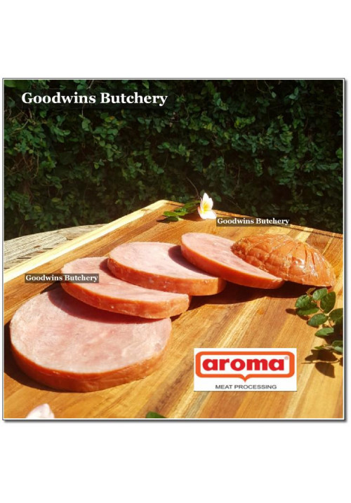 Aroma Bali frozen pork HAM HONEY half cut as steaks 1cm 3/8" (price/pack 5pcs 1kg)